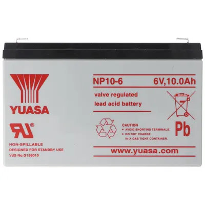 Produktbild von Yuasa NP10-6 Blei Akku 6 Volt mit 10Ah und Faston 4,8mm Kontakten