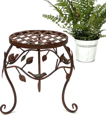 Image de DanDiBo Tabouret pour fleurs Métal Marron 25 cm Support pour fleurs 93992 S Colonne pour fleurs Antique Support pour plantes Tabouret pour plantes