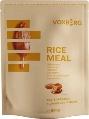 Image de Voxberg Rice Meal 600 g, saveur caramel-amande / Céréales et porridge (avoine, riz) / Porridge protéiné au riz, sans sucre ajouté