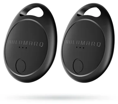 Two black oval-shaped tracking devices are shown against a white background.