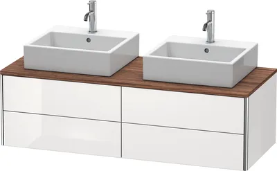 Image de Duravit XSquare Meuble sous-vasque sur console suspendu, pour deux vasques, 4 tiroirs, 1400x400x548mm, XS4916B8585