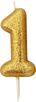 Produktbild von Kerze Zahl 1 Gold Glitzer - Einheitsgröße