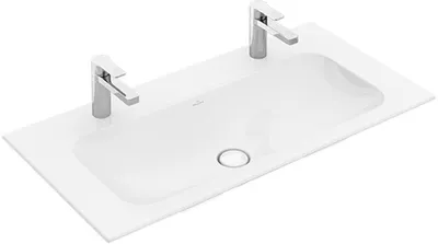 Produktbild von Villeroy&Boch Schrankwaschtisch Finion 1000x500mm 2-1L Arm HL durchgest o ÜL Eckig Stone White C+, 4164A1RW