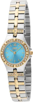 Produktbild von Invicta Wildflower 45873 Damenarmbanduhr - Quartz Uhrwerk - Edelstahl mit Blauem Zifferblatt - 21 mm