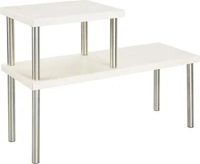 Produktbild von mDesign Küchenregal Geschirrablage Organizer 2 Etagen Metall Beige / Silber Matt