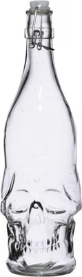 Produktbild von Klare Totenkopf Wasserflasche mit Bügelverschluss 1L