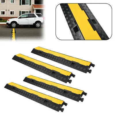 Produktbild von LARS360 4 Stück Gummi Kabelschutz Rampe Protector Kabelabdeckung Kabelkanal Brücke Rampe für Kabel -Schwarz-Gelb, 100 * 24 * 5 cm