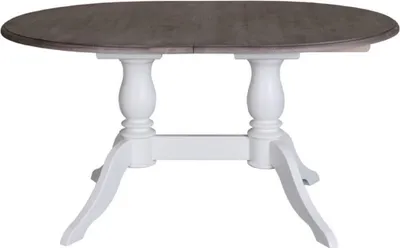 Produktbild von Casa Padrino Landhausstil Esstisch Weiß / Braun 160-230 x 120 x H. 78 cm - Ovaler ausziehbarer Massivholz Küchentisch im Landhausstil