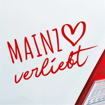 Produktbild von Auto Aufkleber Mainz verliebt Herz Stadt Heimat Liebe Car 19x10 cm Rot Sticker Heckscheibenaufkleber