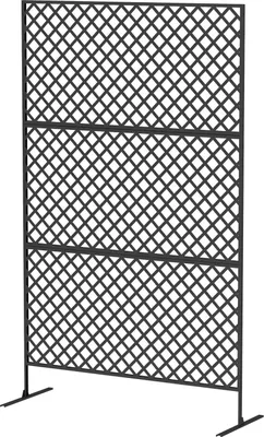 Produktbild von Raumteiler 3-teilig 122 x 198 cm Freistehend Paravent in Gitter, Trennwand 3-TLG Sichtschutz aus Stahl, Outdoor Raumtrenner Sichtschutzwand Stellwand für Garten, Balkon, Terrasse, Schwarz Aosom
