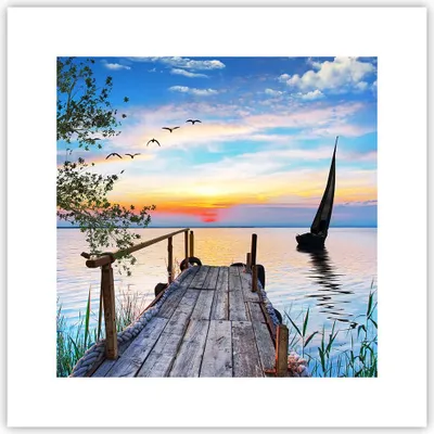 Produktbild von Poster - Poster ohne Rahmen - Brücke See - 30x30 cm - Wand Bild - Wanddeko - Wandbilder - Kunstposter - Wandposter - Bilder - Kunstdruck - Wanddekoration - Wandbild - P2XAC30x30-4115