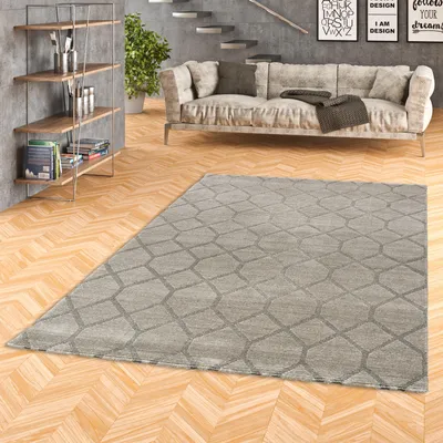Produktbild von Venezia Luxus Designer Teppich Rauten Grau Beige Meliert, Größe:200x290 cm