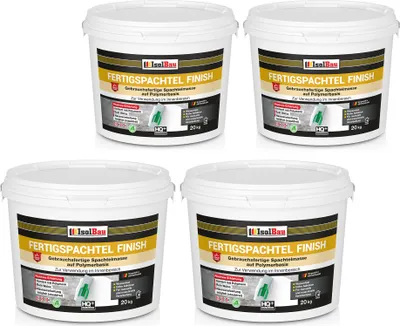 Produktbild von Isolbau Fertigspachtel Finish 80 kg, Glättspachtel Fugenspachtel, Gebrauchsfertige Polymer-Gips Fertig-Spachtelmasse für innen, Weiß Q1-Q12