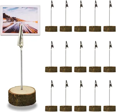 Produktbild von Holz Kartenhalter 10 Stück, Natürliches Holz, Für Hochzeit, Menüs, Notizen, Visitenkarten