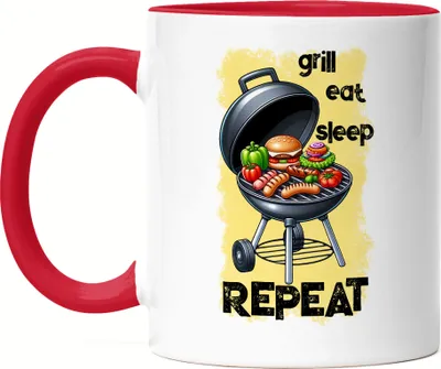 Produktbild von Grill Eat Sleep Repeat BBQ Grillen lustiges Grill Humor Tasse Rot