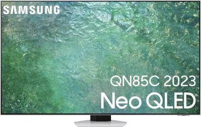 A Samsung Neo QLED TV displaying a nature scene.