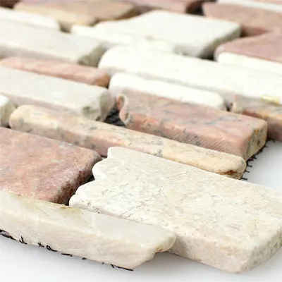 Produktbild von Mosaikfliesen Marmor Naturstein Brick Biancone Rosso