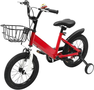 Imagen del producto de Bicicleta infantil de 14 pulgadas, para niñas de 3 a 5 años. Bicicleta de equilibrio para niños y niñas, con ruedines y cesta. Altura ajustable para entrenamiento