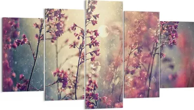 Produktbild von Bild auf Leinwand - Leinwandbild - 5 Teile - Blumen Regen Licht - 160x85cm - Wand Bild - Wanddeko - Wandbilder - Leinwanddruck - Bilder - Wanddekoration - Leinwand bilder - Wandbild - EA160x85-4218