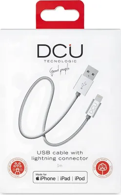 Zdjęcie produktu dla Kabel USB do ładowania Lightning iPhone DCU kolor srebrny 1 m