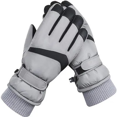 Produktbild von Winterhandschuhe, Wasser- und Winddichte Schneehandschuhe, Fahrradhandschuhe, Herren, Grau