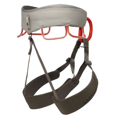 Hüftgurt "Momentum Harness" von Black Diamond; grau mit roten Akzenten; für Kletteraktivitäten.