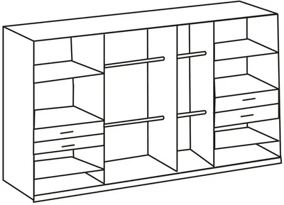 Produktbild von wimex Drehtürenschrank Taiga, modern, weiß / Plankeneiche, 2 Spiegeltüren, 4 Schubladen, pflegeleichte Kunststoffoberfläche, Innendekor Leinen grau, 210x313x58 cm