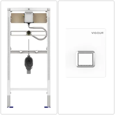 Produktbild von CONEL Urinal Vorwandelement mit VIGOUR TEES Betätigungsplatte, weiß / chrom