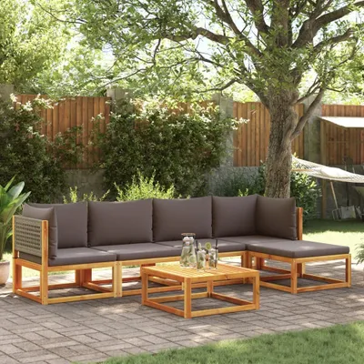 Produktbild von "Rabatt" 6-tlg. Gartensofa-Set mit Kissen Holz Akazie & Rattan - Lounge-Dining set CC10941