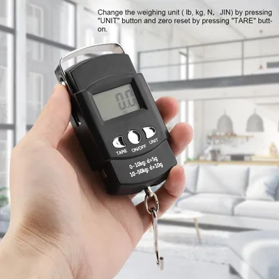 Obrázok produktu pre 50KG/10G Prenosná elektronická LCD digitálna váha s meracím háčikom
