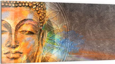 Produktbild von DEQORI Glasbild Echtglas 100x50 cm 'Meditierender Buddha' Wandbild Bild modern Deko