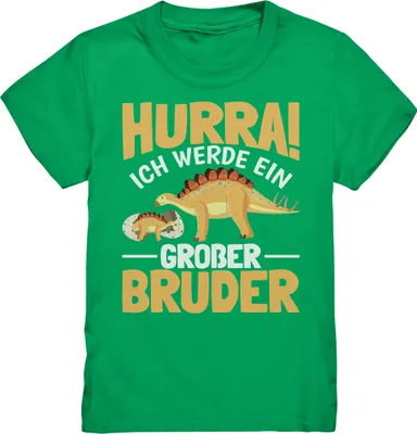 Produktbild von Hurra Großer Bruder Dinosaurier Shirt – Kelly Green / 134/146 (9-11)