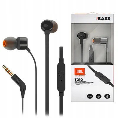 Zdjęcie produktu dla JBL Tune 210, Przewodowa, 20 - 20000 Hz, Połączenia/Muzyka/Sport/Codzienność, 80 g, Zestaw słuchawkowy, Czarny