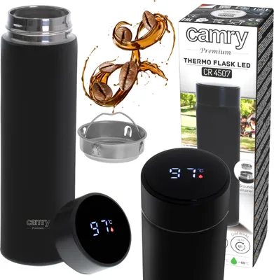 Produktbild von Adler | Thermal Flask | CR 4507bk | Capacity 0.473 L | Material Stainless steel/Silicone | Black