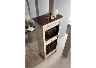 Produktbild von MASSIVMOEBEL24Weinregal Mango / Akazie 60x36x140 weiß gewachst CASTLE-ANTIK #219