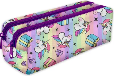 Produktbild von Mäppchen, Federtasche, Federmäppchen 2 Fächer, Schüleretui, lustiges 3D-Motiv, Unicorn Diamant [107]
