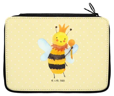 Produktbild von Mr. & Mrs. Panda Mäppchen Biene König - Gelb Pastell - Geschenk, Schreibmappe, Schlampermäppchen, Etui, Federtasche, Federmappe