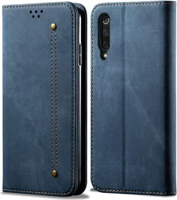 Immagine prodotto di Xiaomi Mi 9 Case, Custodia a portafoglio in pelle con chiusura magnetica e custodia con funzione stand per Xiaomi Mi 9 blu