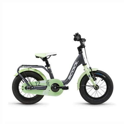 Produktbild von 12 Zoll Kinderfahrrad, 1-Gang, Kinderfahrrad, S’COOL niXe, ab 2 Jahre, ca. 85–100 cm, Dunkelgrau/Hellgrün