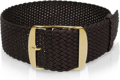 Obrázok produktu pre Perlonband schwarz, 18mm, Schließe gelb