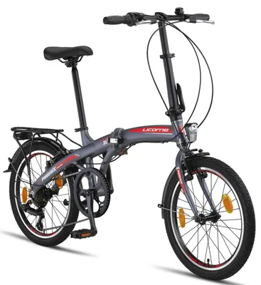 Zdjęcie produktu dla Licorne Bike Phoenix 2D, 20" aluminiowy składany rower, hamulce tarczowe, V-brake, 7-biegowy, rama aluminiowa, światła StVZO, miejski, damski.
