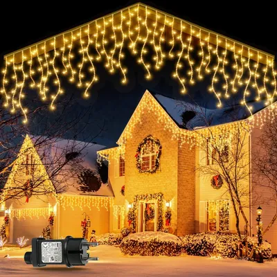 Image de Guirlande lumineuse - 10 m - 400 LED - Blanc chaud - 8 modes d'éclairage - Pour l'extérieur