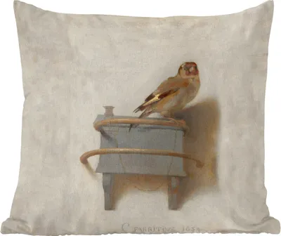 Produktbild von MuchoWow® Zierkissen Sofakissen Wohnzimmer Dekokissen 40x40 cm Stieglitz - Alter Meister - Carel Fabritius - Foto Kissen - Schlafzimmer Dekoration