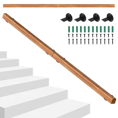 Immagine prodotto di Eikuavons, corrimano a parete in legno di pino, 200 cm, diametro 5 cm, collegabile per creare un corrimano continuo, corrimano antiscivolo per scale, corridoi e bagni