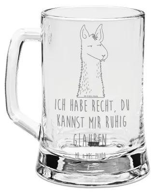 Produktbild von Mr. & Mrs. Panda Seidel Lamakopf Genervt - Transparent - Geschenk, Lamas, Chef, Lama, Alpaka, Humpen, Glas Bierkrug, Krug, Azubi, Freundin, Bierhumpen, Büro