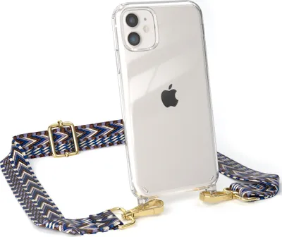 Produktbild von EAZY CASE Handykette - Verstellbarer Trageriemen kompatibel mit Apple iPhone 11, Handykordel mit transparenter Silikon-Hülle, Band in Blau