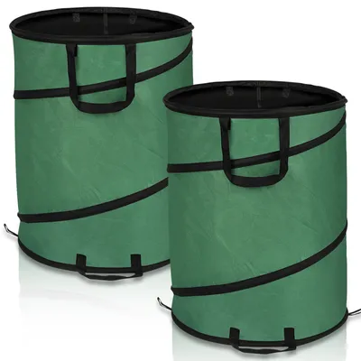 Image de TolleTour Sac de jardin 2X 170L Pop Up Sac à feuilles Sac à déchets de jardin Sac de jardin XXL Sac à gazon avec poignées Résistant à la déchirure Réutilisable