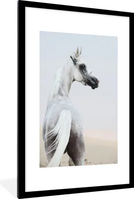 Produktbild von MuchoWow® MuchoWow® Gerahmtes Poster Pferd - Sand - Pastell 60x90 cm - Poster mit zchwarzem Bilderrahmen - Dekoration - Wandposter Wohnzimmer - Hochwertig