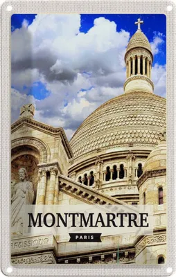 Produktbild von vianmo Blechschild 30x20 cm Montmartre Paris Architektur Bildmotiv Reisemotiv Abenteuer Reisen Urlaub Häuser