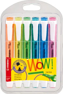 Zdjęcie produktu dla STABILO swing cool Pastel, 6 szt., Końcówka ścięta, 1 mm, 4 mm, Atrament na bazie wody, 17 mm